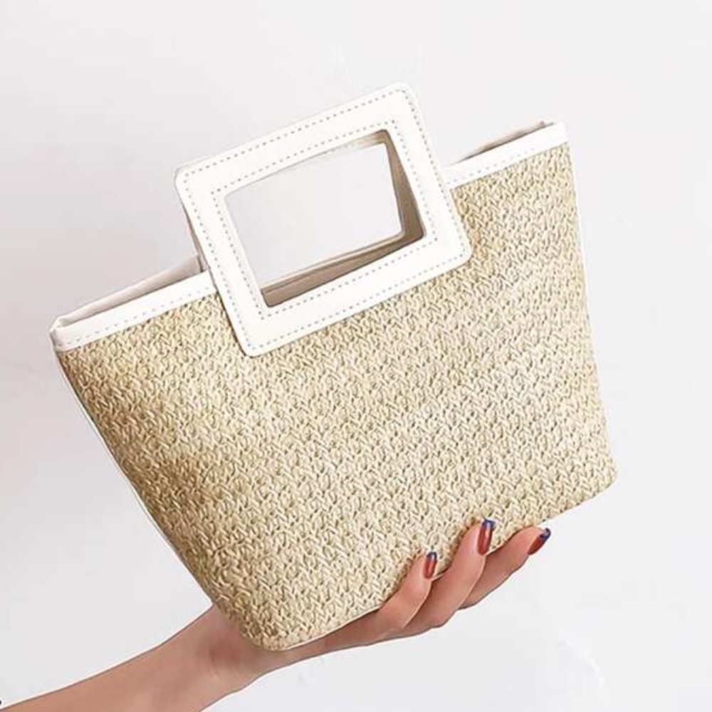Stylish Tan Mini Bag with White Accents
